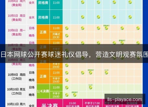 日本网球公开赛球迷礼仪倡导，营造文明观赛氛围